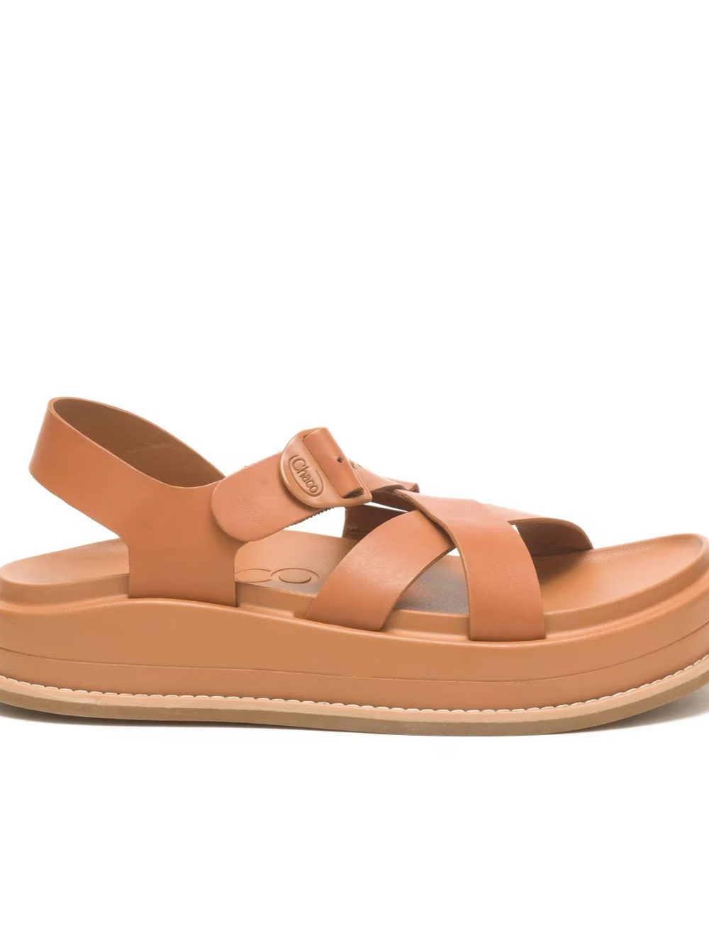 Chaco’s Townes Midform Camel Tan Leather Platform Sandals